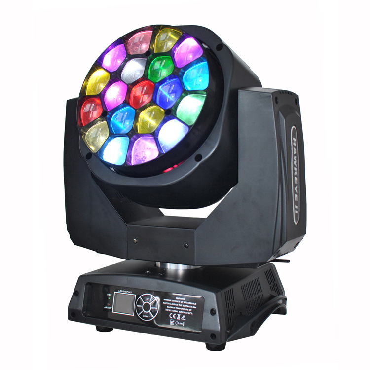 19pcs 15W RGBW Zoom Cabeza móvil Luz de teñido FD-LM1915B